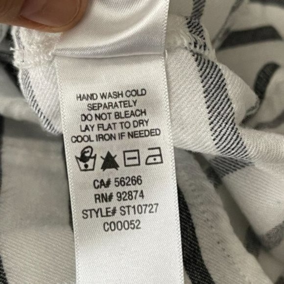 Splendid Womens Cotton Blend Button Down Shirt Size Small White Black Striped - Picture 9 of 9